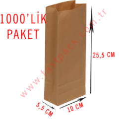 10 Cm Lik Kraft Sapsız Poşet (1000 adet)