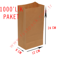 12 Cm Lik Kraft Sapsız Poşet (1000 adet)